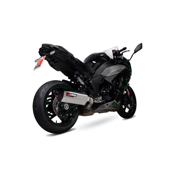 Scorpion Exhaust Kawasaki Ninja 1000 SX 2020 - 2023 Serket Parallel Slip-on Brushed Stainless Steel Sleeve. Fits with panniers